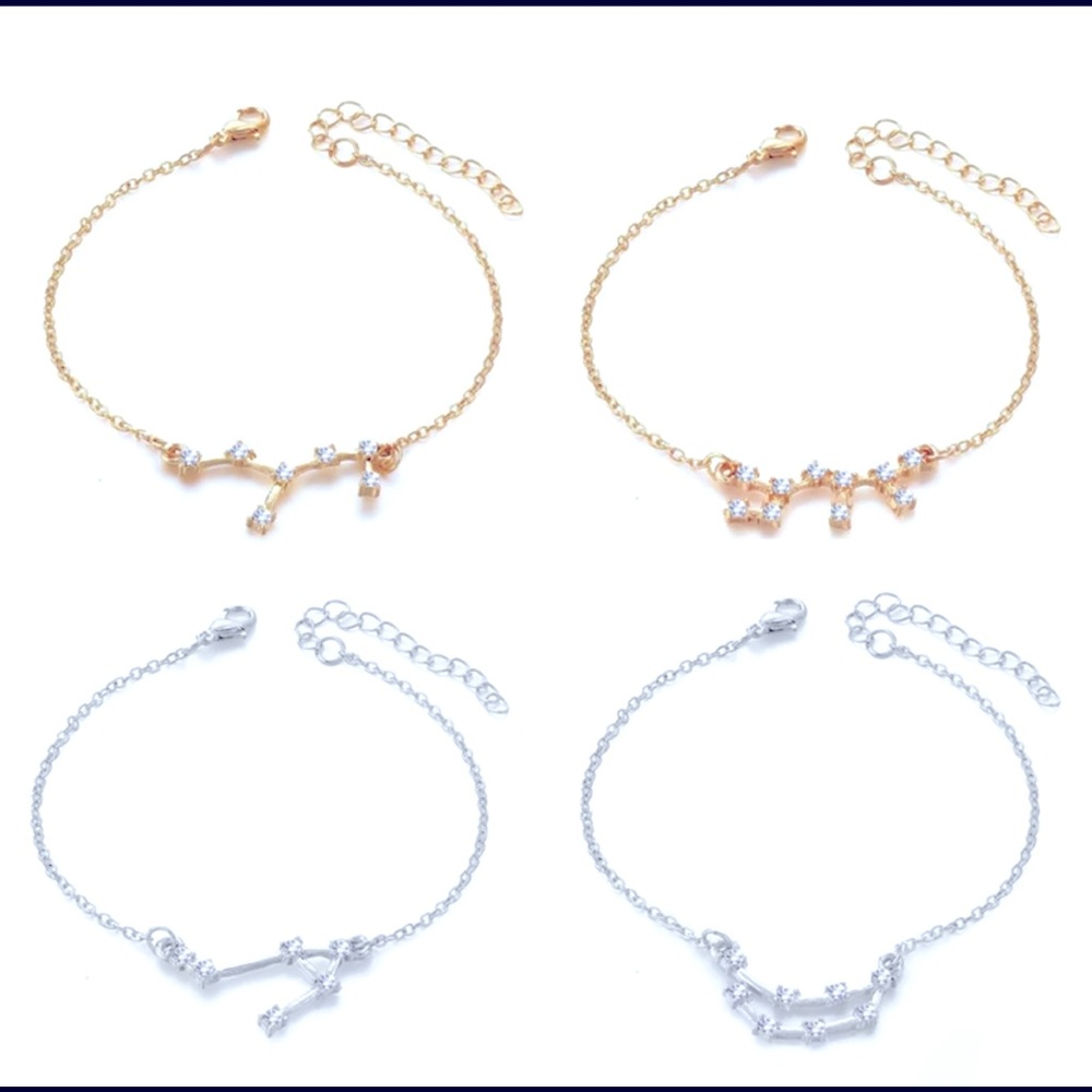 12 Fashion adjustable horoscope Bracelets Zodiac sign crystal rhinestone.